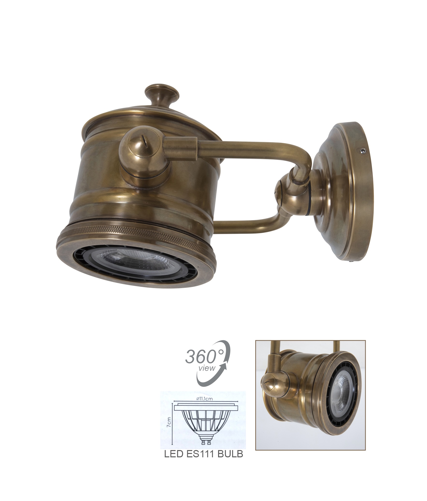 Malibu wandlamp antiek brons